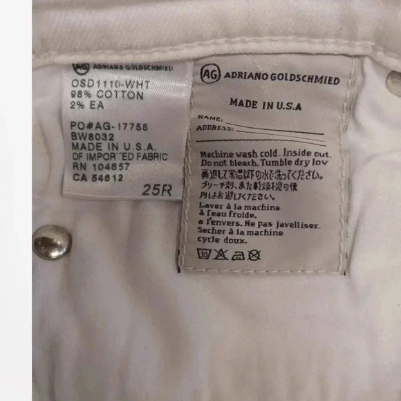 💥HOST PICK Adriano Goldschmied White Embroidered Stilt Cigarette Jeans Size 25R - Picture 13 of 13
